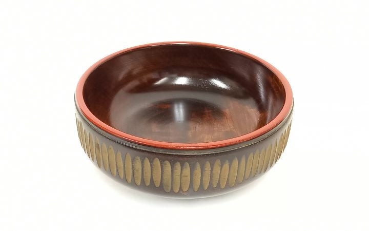 【漆器山富】菓子鉢　外ツキ目面朱　6寸
