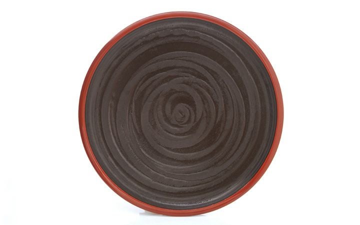 香川漆器【文新堂漆器工業(有)】丸盆象谷塗　24cm