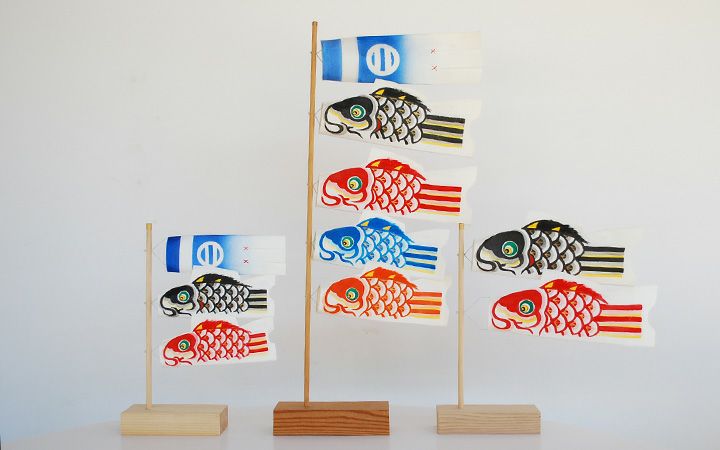 三國屋手描き鯉のぼり 手描き鯉のぼり 三池】ミニ鯉のぼりセット 3匹 | 通販【栗林庵