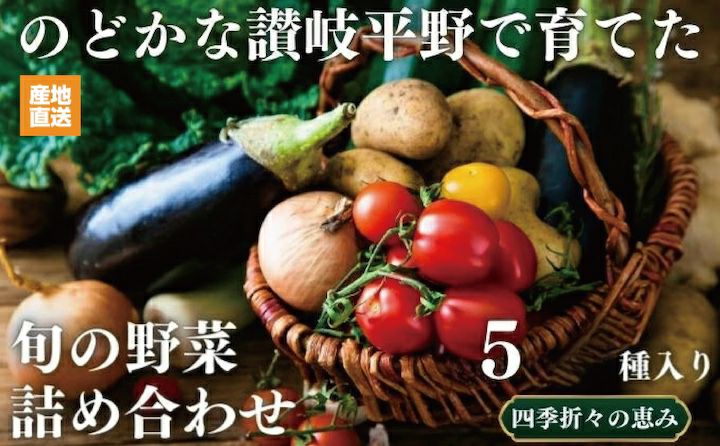 コスモ農緑】のどかな讃岐平野で育てた旬の野菜詰め合わせセット 5品目