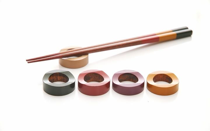 香川漆器【(株)森嘉吉商店】リング箸置 五色入り | 通販【栗林庵